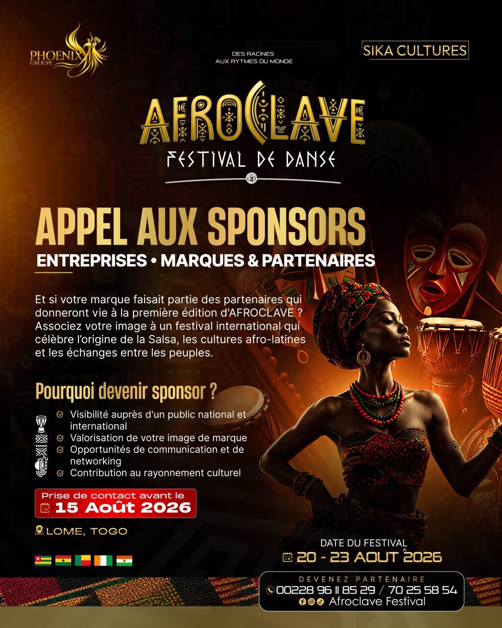 Affiche AFROCLAVE Festival de Danse — Appel aux sponsors
